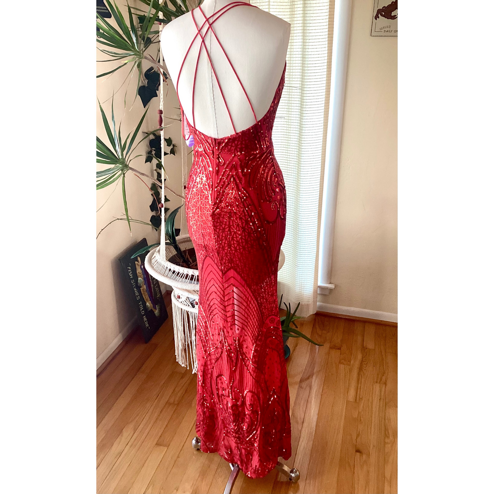 Windsor Red Sequin Maxi Dress size Small, NWT - Picture 5 of 7